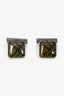 Burberry Green Nova Check Chrome Square Cufflinks