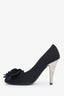 Pre-loved Chanel™ Black Satin Camellia Pumps Size 37