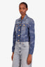 Versace Blue Denim All-over Cursive Logo Print Jacket Size 38