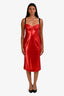 Dolce & Gabbana Red Metallic Bustier Midi Dress Size 44