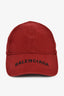 Balenciaga Burgundy Logo Baseball Cap
