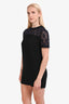 A.L.C. Black Crepe/Navy Blue Lace Short Sleeve Mini Dress Size 6