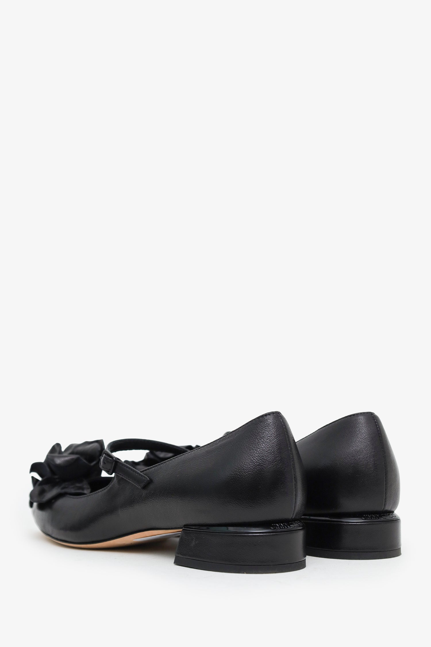 Jimmy Choo Black Leather Rosa Flower Embellishment Mary Janes Size