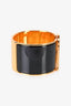 Hermès Gold Tone Metal/Black Enamel Clic H XL Bangle