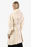 Burberry Cream Wool Big Lapel Square Neck Long Sleeved Double Breasted Midi Coat Size 8 US