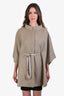 Loro Piana Beige Marble Slab Cashmere Salzburg Cape Coat with Leather Belt