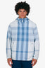 Burberry Blue Nylon Checked Quarter Zip Jacket Size M Mens