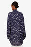 Balenciaga Blue/White Painted Pleated Button Up Blouse Size S