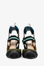 Fendi Black/Teal Mesh Sport 'Colibri' Slingback Heels Size 38