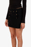 Pre-loved Chanel™ 94P Black Wool CC Button Mini Skirt Size 38
