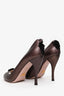 Prada Bronze Metallic Leather Peep Toe Heels Size 37