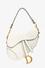 Christian Dior 2020 White Grained Calfskin Leather 'Saddle' Medium Bag