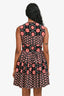 Sandro Black/Red Printed Ruffled Skirt Sleeveless Mini Dress Size 1