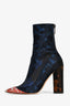 Christian Dior 2016 Navy Blue Silk Lace Detail Trianon Heeled Boots Size 38.5