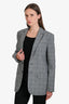 Tibi Grey Wool Check Single-Breasted Cut-Out Sleeve Blazer Size 4