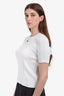 Pre-loved Chanel™ 2023 White Interlocking CC Logo Short Sleeve Ribbed Crewneck Top Size 44