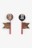 Miu Miu Pink Resin Crystal Flag Clip-On Earrings