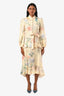 Zimmermann Yellow Linen Floral LS Belted Maxi Dress Size 0