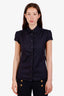 Prada Navy Blue Cotton Button-Up Short Sleeve Top Size 40