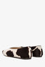 Le Monde Beryl White/Brown Calf Hair Regency Flats Size 37.5