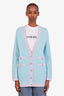 Pre-loved Chanel™ 24C Blue/Purple Cashmere Crystal CC Button Cardigan Size 38