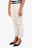 Celine White/Navy Blue Cotton High Waisted Trousers Size 38
