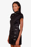 Sau Lee Black Crystal Embellished Short Sleeve Mini Dress Size 6