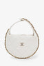 Pre-loved Chanel™ 23C White Quilted Lambskin Chain Around Mini Clutch
