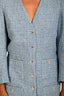 Maje Blue Tweed Crystal Button Blazer Dress Size 40