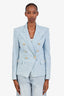 Balmain Blue Cotton Double Breasted Blazer Jacket Size 40