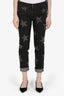 Stella McCartney Black Denim Star Printed Straight Leg Jeans Size 28