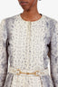Gucci Grey Python Print Leather Jacket with Belt Size 42