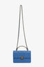 Pre-loved Chanel™ 2024 Blue Lambskin Quilted Chain Logo Top Handle Flap Bag