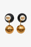 Christian Dior Black/Gold Tone 'Tribales' Logo Earrings