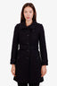 Burberry Britt Black Wool Cashmere Belted Midi Jacket Size 2