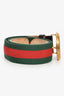 Gucci Green/Red Web Black Leather GG Belt Size 90/36