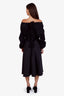 Moncler Black Ruched Off The Shoulder Midi Dress Size 42