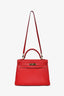 Hermès 2012 Red Epsom Verso Kelly 32 Permabrass Hardware with Strap