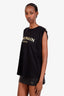 Balmain Black Cotton Logo Tank Top with Gold Buttons Size XL