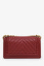 Pre-loved Chanel™ 2018-19 Burgundy Chevron Quilted Leather Medium Boy Bag GHW