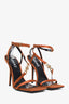 Versace Brown Satin Crystal Embellished Open Toe Heels Size 39