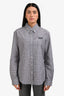 Miu Miu 2025 Blue/Burgundy Gingham Check Button Up Shirt Size 42