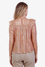Ulla Johnson Pink/Gold Ruffle Silk Blouse Size 0