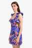 Zimmermann Purple Linen Floral Print 'High Tide' Mini Dress Size 2