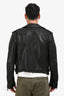 Burberry Black Lambskin Distressed Moto Jacket Size 50 Mens