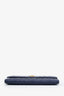 Pre-loved Chanel™ 2016 Navy Caviar Embossed Camellia Large Gusset Flap Wallet