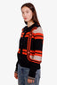 Hermès 23AW Black/Orange Cashmere Brides de Gala Tartan Long Sleeve Cardigan Size 38