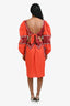 Johanna Ortiz Orange Cotton Long Sleeve Cut-Out Sundress Size 2