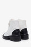 Pre-loved Chanel™ White Tweed Lambskin Quilted Lace Up Combat Boots Size 36.5