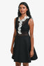Sandro Black/White Lace Top Sleeveless Midi Dress Size 1